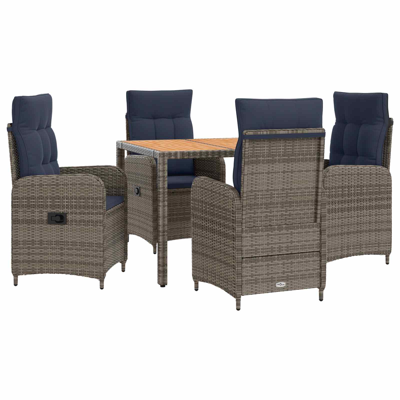 Maison Exclusive - Outdoortisch-set 5 Stk. Grey And Navy Blue 90