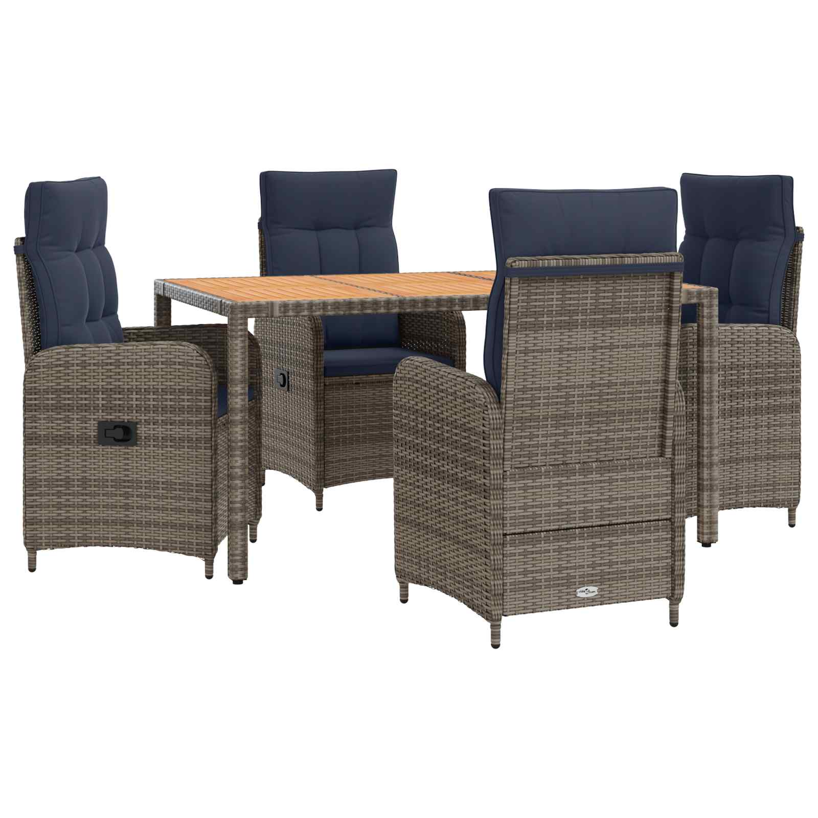 Maison Exclusive - Outdoortisch-set 5 Stk. Grey And Navy Blue 150