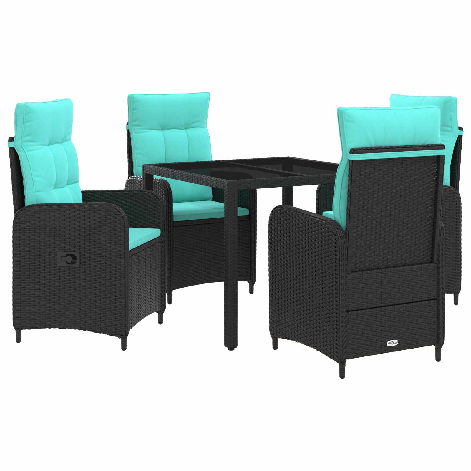 Maison Exclusive - Outdoortisch-set 5 Stk. Black And Turquoise 90