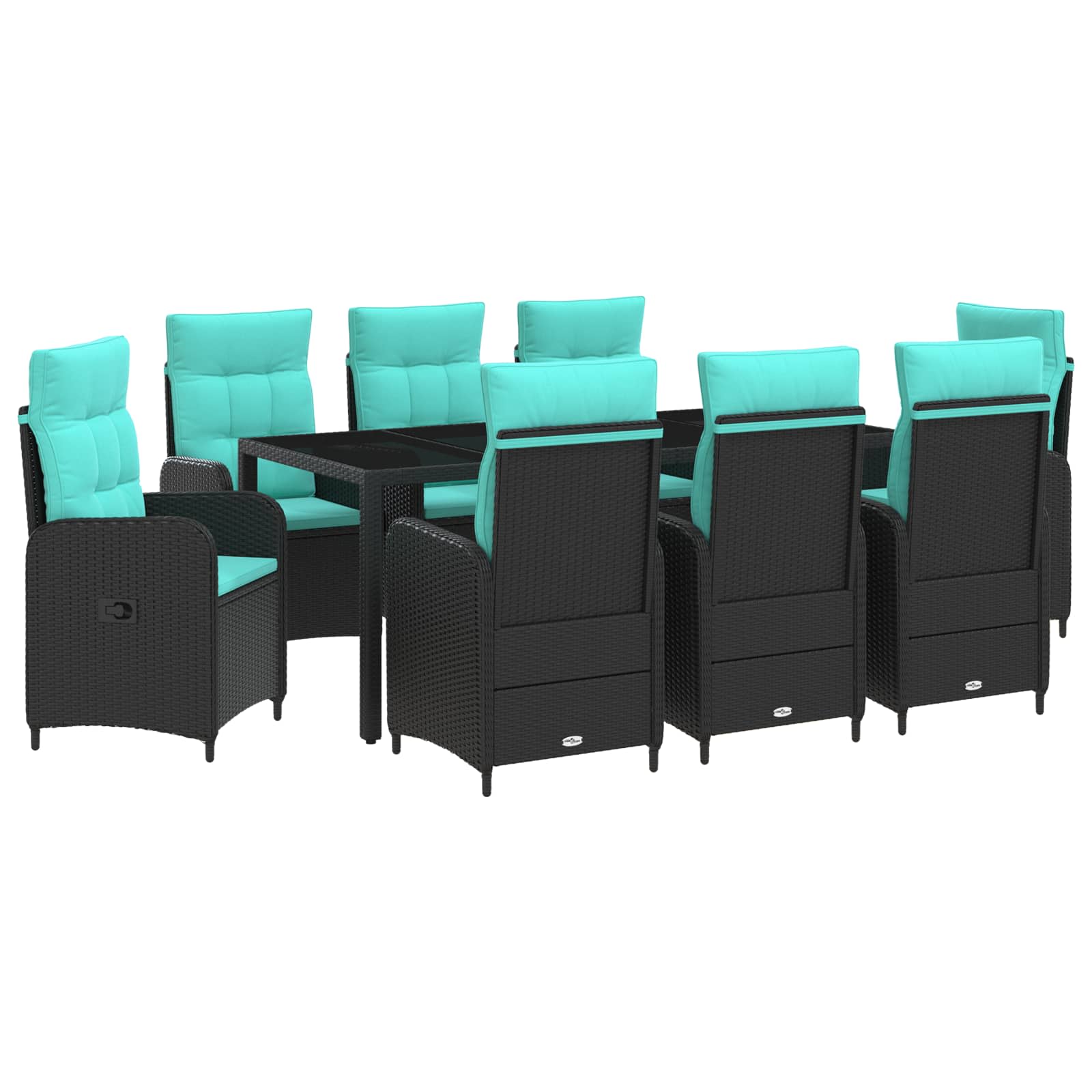 Maison Exclusive - Outdoortisch-set 9 Stk. Black And Turquoise 19
