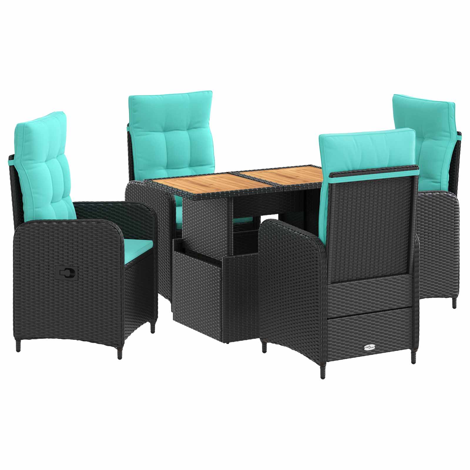 Maison Exclusive - Outdoortisch-set 5 Stk. Black And Turquoise 10