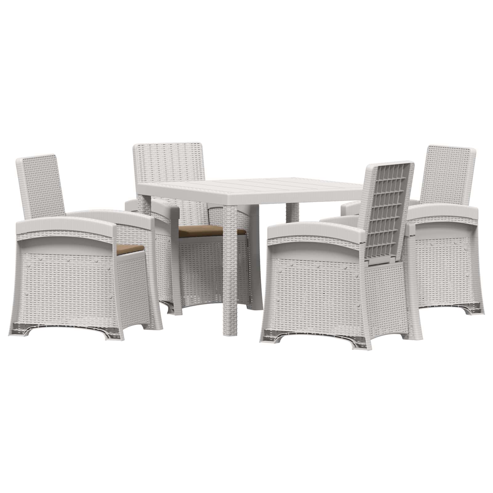 Maison Exclusive - Garten Essgruppe 5 Stk. Weiß Und Taupe 100 Cm