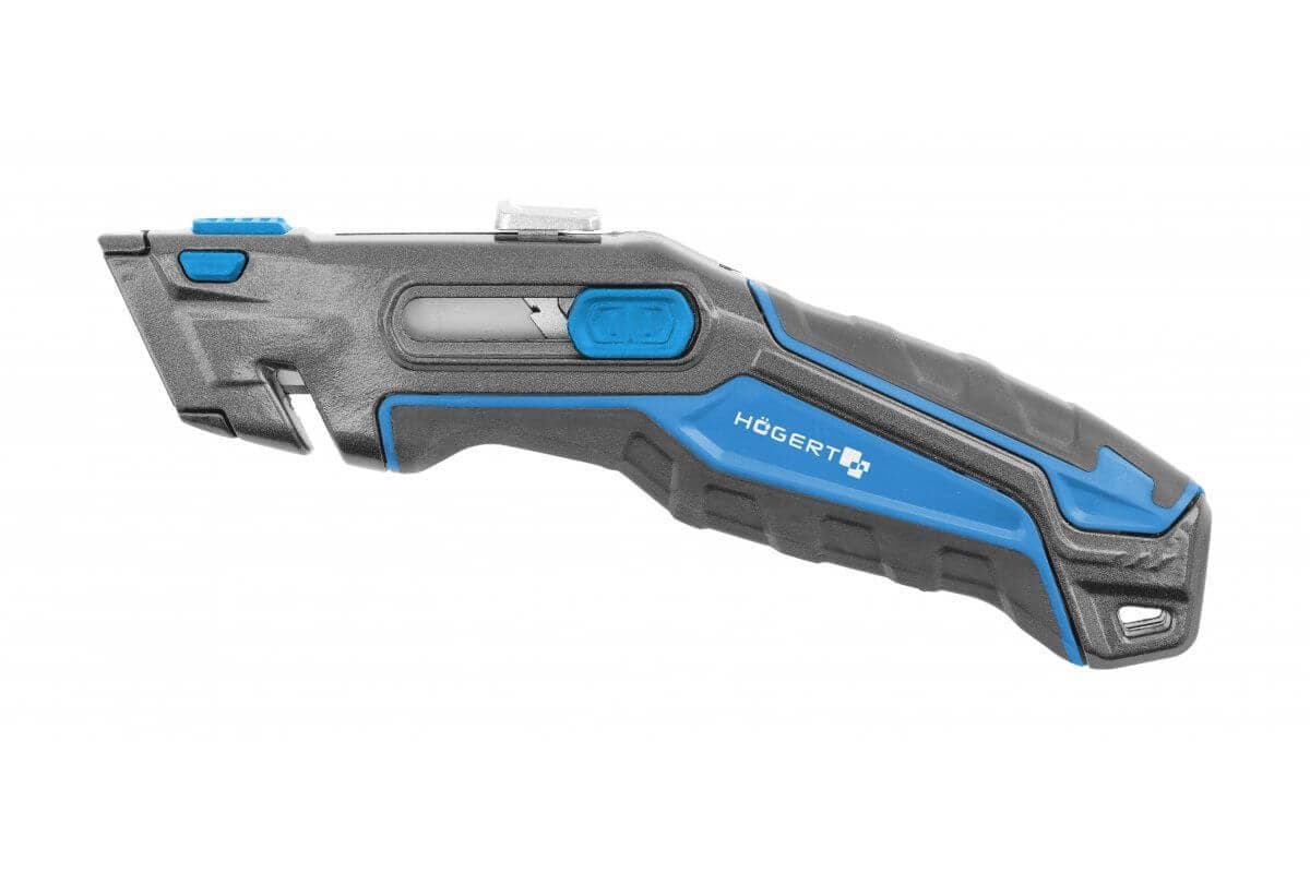Högert Cuttermesser aus Aluminium mit Trapezklinge &amp; automatischem Rückzug Klingenbreite 19 mm
