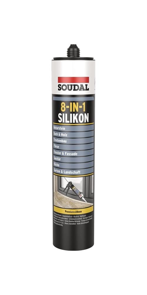 Soudal 8-in-1 Premium Silikon 300 ml transparentgrau