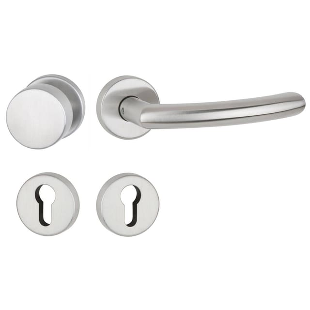 Hermat Türdrücker BASIC 04 aus Edelstahl, PZ - ProfilzylinderW Edelstahl matt