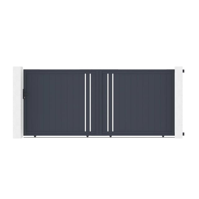 Casanoov Schiebetor Giona 400x180cm Aluminium & 2 Eifel Pfosten 15x15cm H.190cm Grau