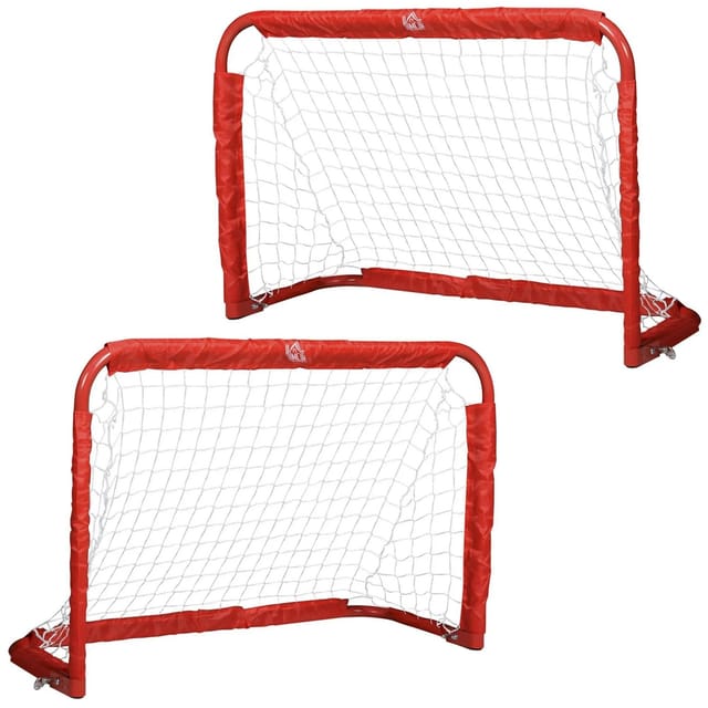 HOMCOM Fußballtor Stahl Q195 Tetrolon Rot 90L x 36B x 60H cm