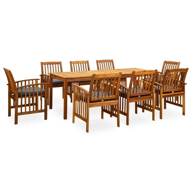 vidaXL 9-Tlg Garten-Essgruppe mit Kissen Massivholz Akazie 3058093
