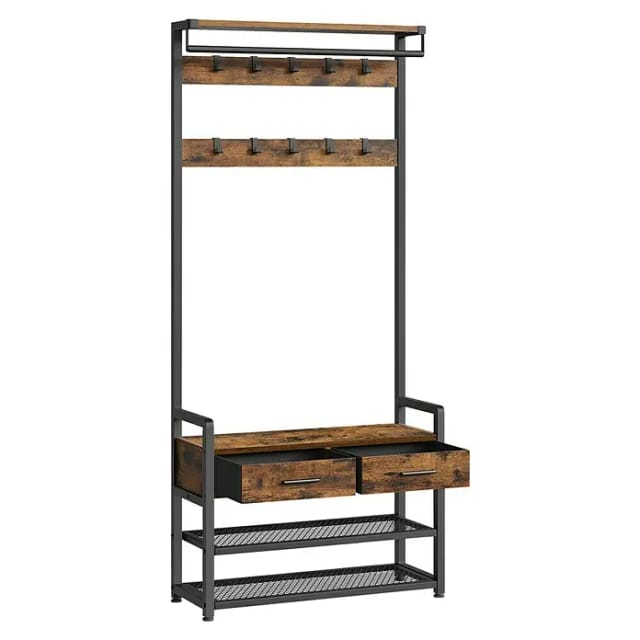 Songmics Garderobenständer Dacey 30 x 80,4 x 181,6 cm Braun-Schwarz