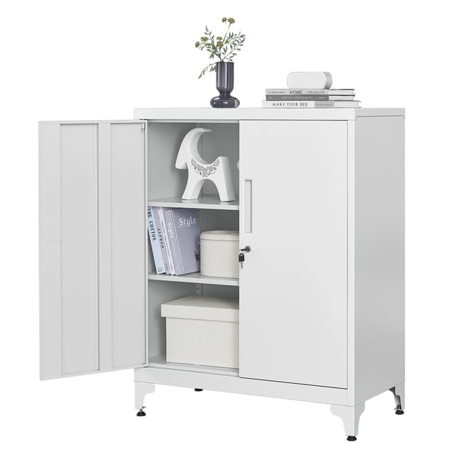 Songmics Aktenschrank Berend Stahl 40 x 80 x 90 cm Grau