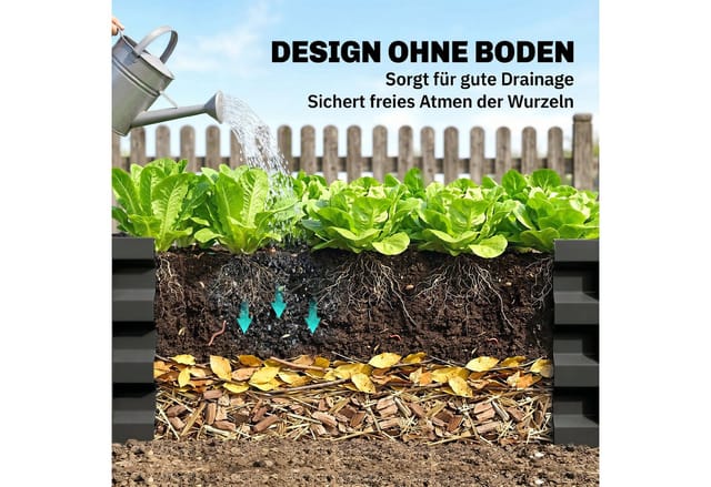 Outsunny Hochbeet Offener Boden Verzinkter Stahl 100L x 60B x 30H cm Dunkelgrau