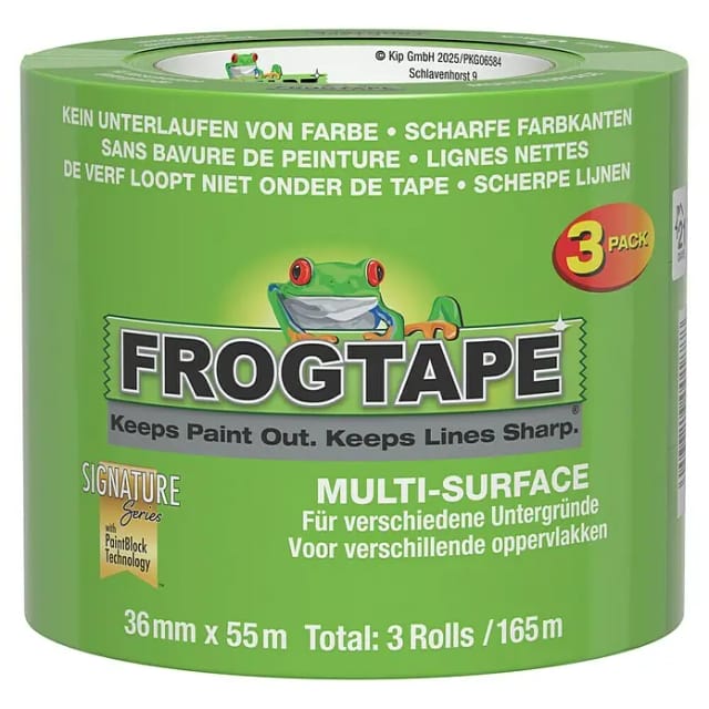 FrogTape Feinkrepp-Malerband Multi-Surface 36 mm Länge 55 m 3er Pack