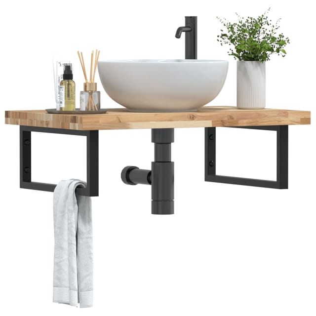 vidaXL Waschbeckenregal Wandmontage Stahl und Akazienholz 3302805