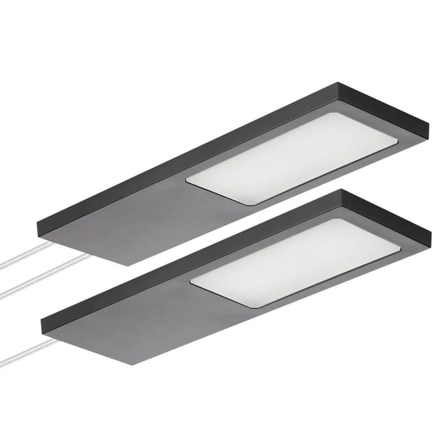 SOTECH 2er Set LED Möbelleuchten GIULIA II Ohne Sensor Schwarz 4000K Neutralweiß inkl. Trafo und Verteiler
