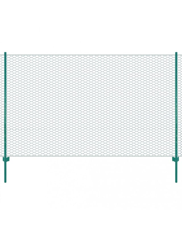 vidaXL Maschendrahtzaun mit Pfosten Stahl 25 x 2 m Grün 144607