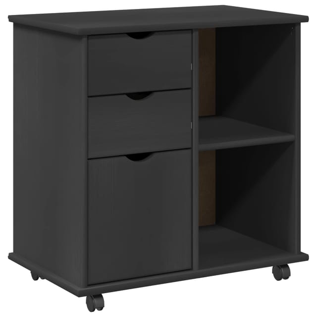 vidaXL Rollschrank Mit Rad Grau 63,5 x 39 x 65,5 cm Massivholz Kiefer 42028382