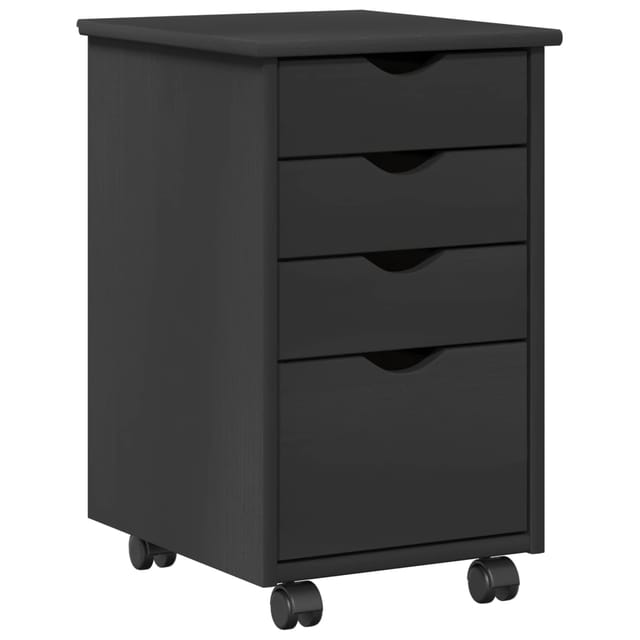 vidaXL Rollschrank Mit Rad Grau 34 x 39 x 56 cm Massives Kiefernholz 42028342