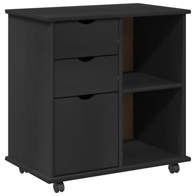 vidaXL Rollschrank Schwarz 63,5 x 39 x 65,5 cm Massivholz Kiefer 42028383