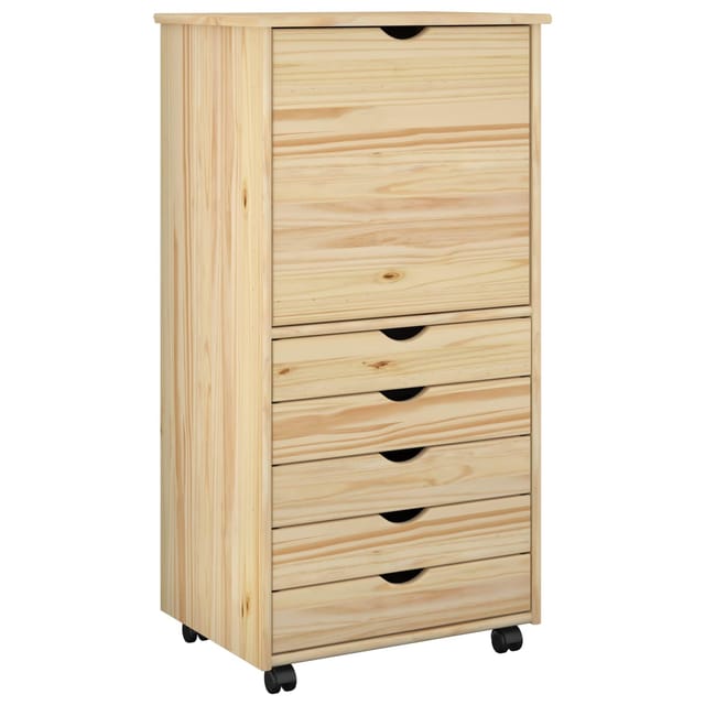 vidaXL Rollschrank Mit Rad Braun 53 x 39 x 103 cm Massivholz Kiefer 42032395