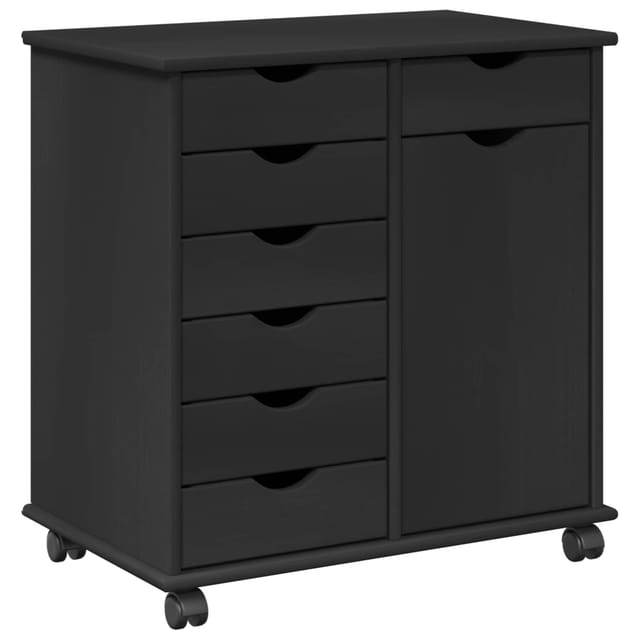 vidaXL Rollschrank Schwarz 63,5 x 39 x 65,5 cm Massivholz Kiefer 42028379