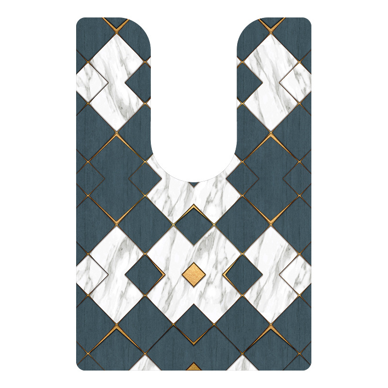 U-förmige Wc-matte, Wasserdicht Und Fleckenabweisend, Aus Pvc, Rutschfest Fürs Badezimmer – Luxuriöses Rautenmuster – 55 X 60 Cm
