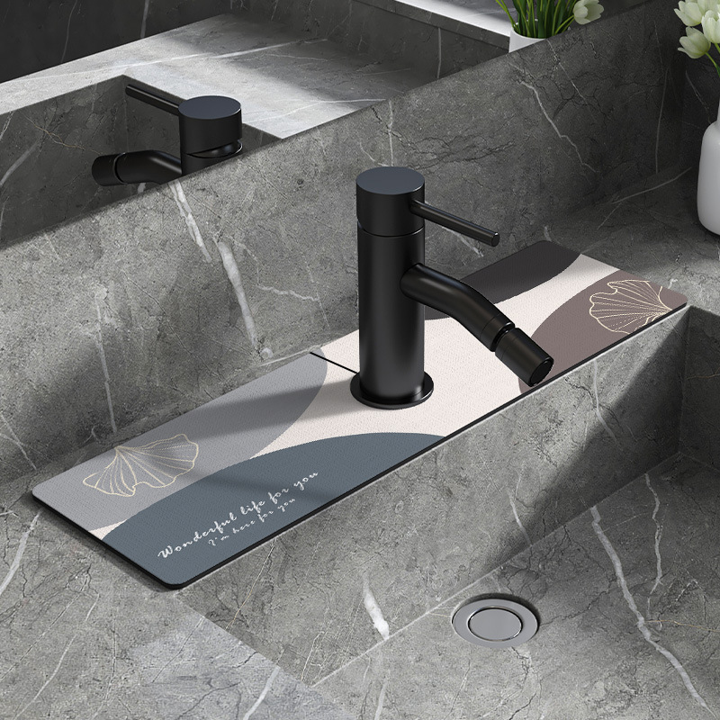Diatomeenerde-saugmatte Für Armaturen, Badarmaturenmatte, Spritzschutz, Feuchtigkeitsbeständig Und Rutschfest - Dunkelgrau - Yinfeng - 5 - 1438cm (durchmesser Der Runden Öffnung 6,35cm)