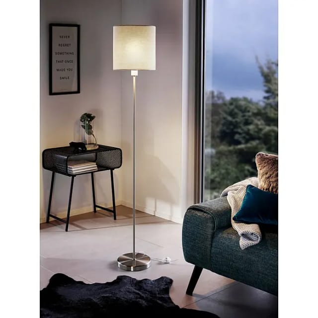 Eglo Stehleuchte Pasteri 1-flammig Nickel-Taupe matt E27 60W
