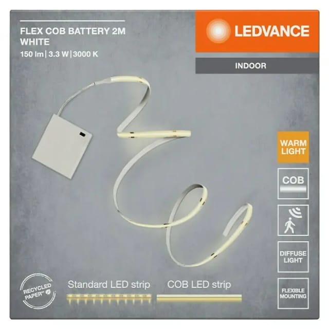 Osram LED-Streifen Flex COB Batterie 3,3 W 3.000 K 200 cm x 0,8 cm x 0,2 cm