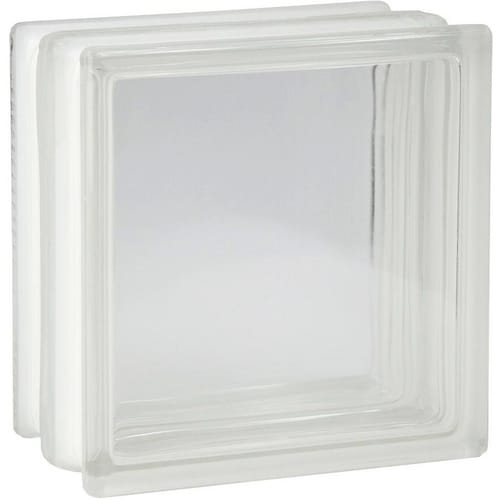 Glasstein Vollsicht Weiß Brandschutz 1-Seitig Satiniert 19 cm x 19 cm x 10 cm