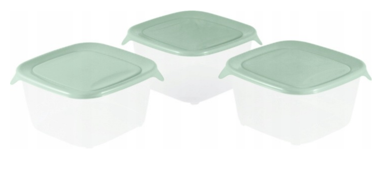 Fresh&go Vorratsdosen-set, 3 X 1,2 L, Quadratisch, Grün