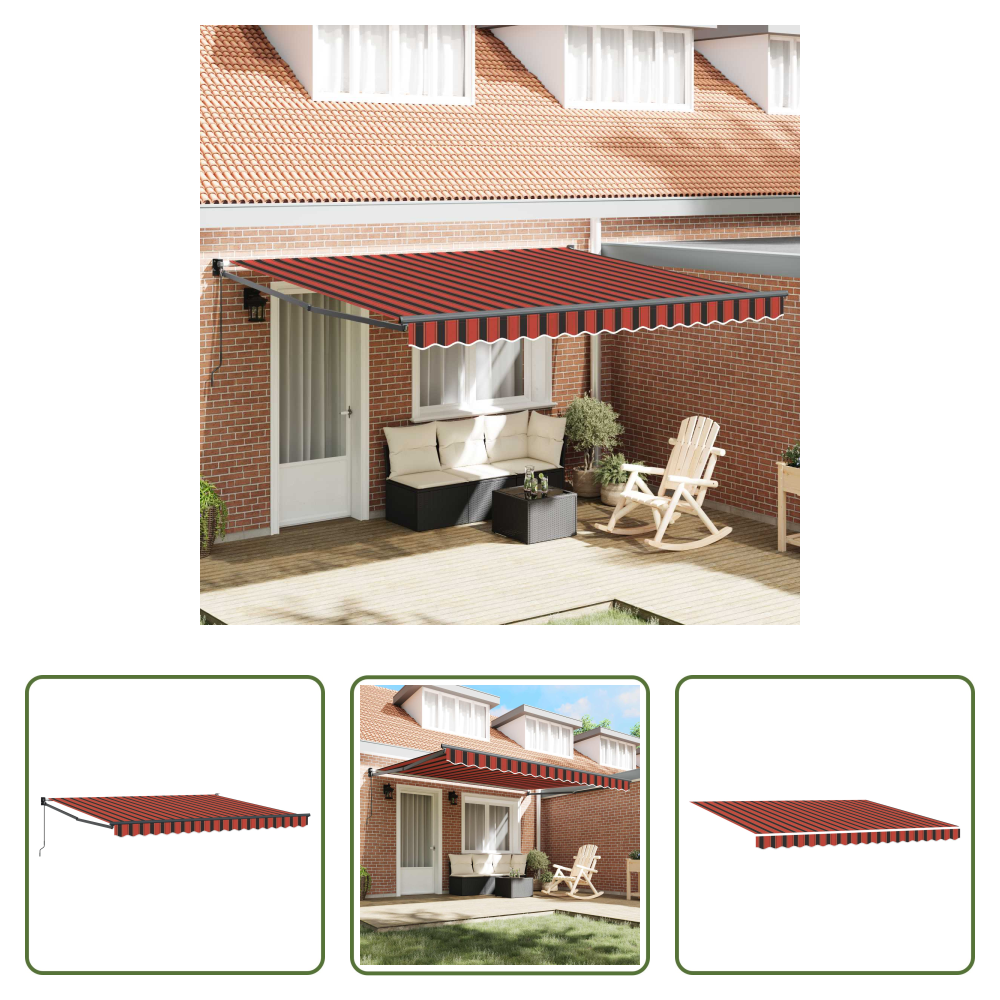 Sonnenschutz - Elektrische Ausziehbare Markise Orange Und Braun 350 X 250 Cm