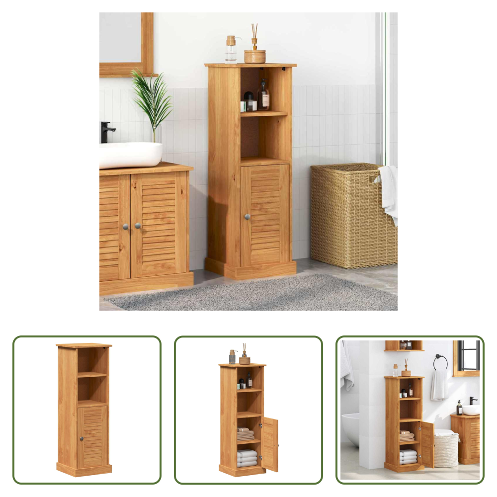 Vidaxl Stauraum - Badezimmerschrank Vigo Braun Und Honigbraun 37 X 34 X 110 Cm