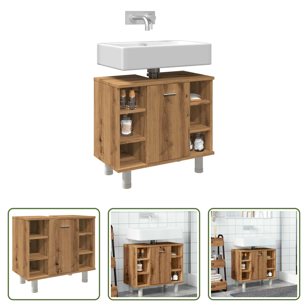 Vidaxl Stauraum Bad - Badschrank Artisan-eiche 60x32x53,5 Cm Holzwerkstoff