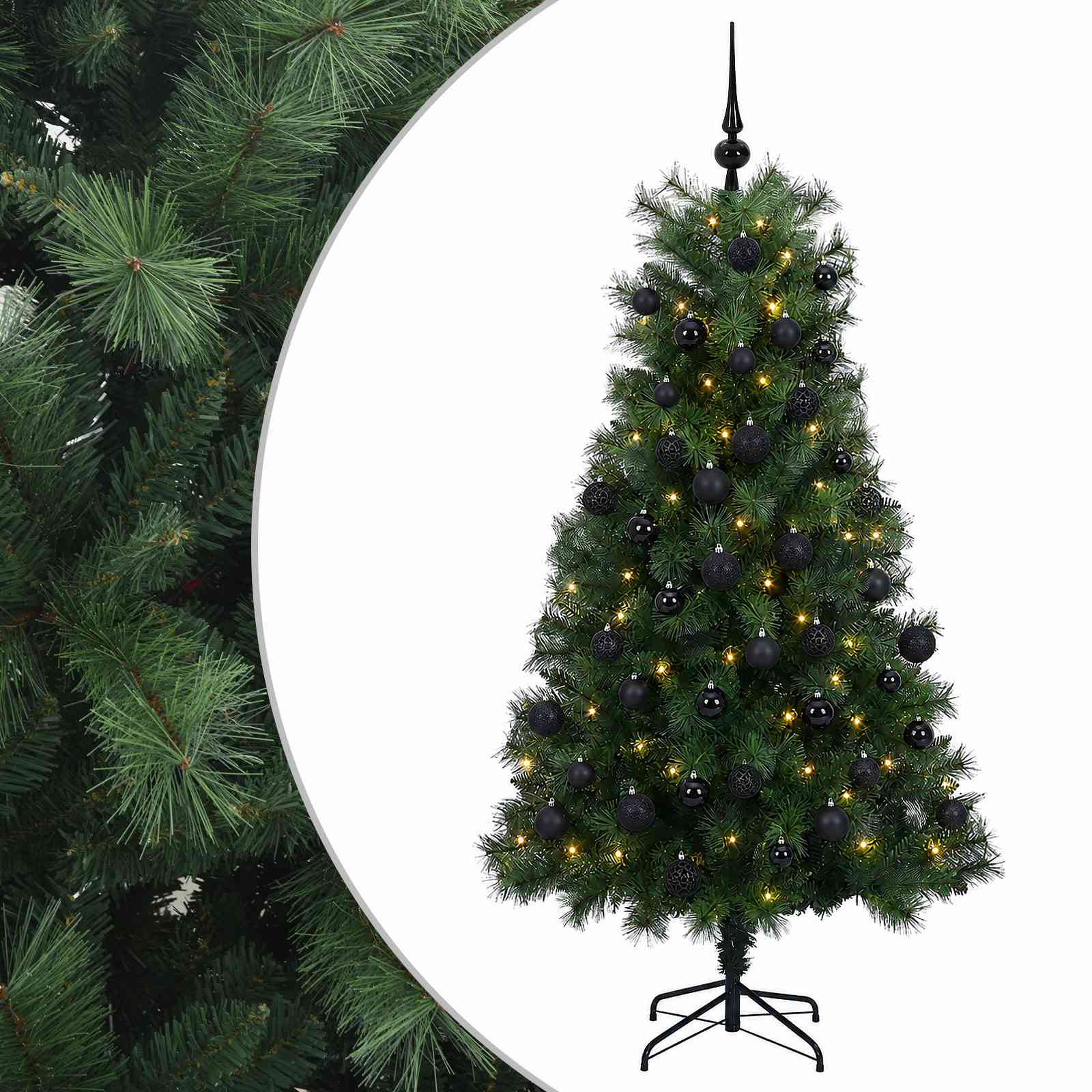 Vidaxl Artificial Hinged Christmas Tree With Baubles 210 Cm 300 Leds