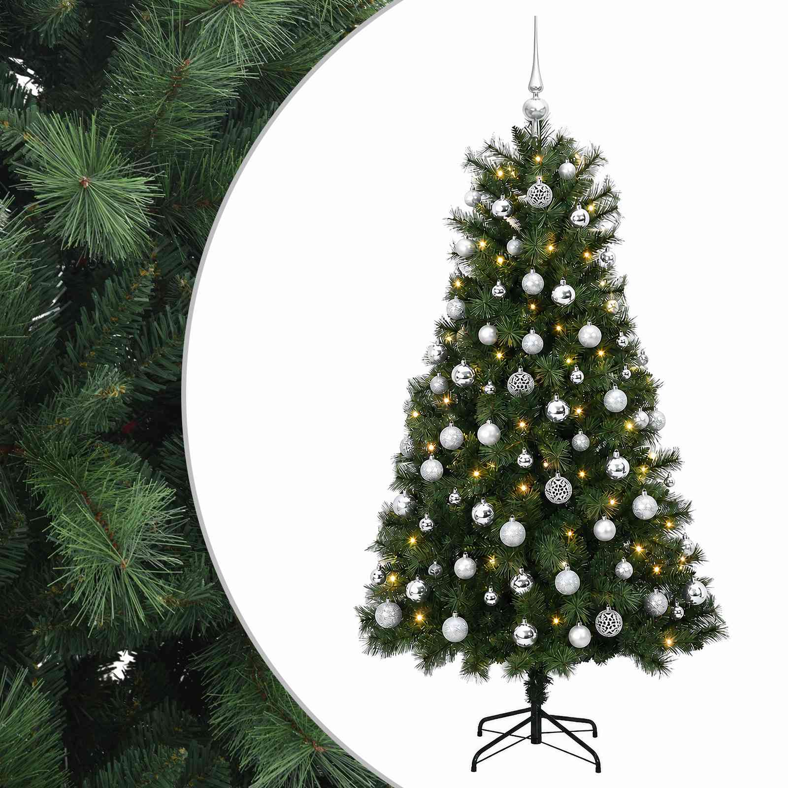 Vidaxl Artificial Hinged Christmas Tree With Baubles 150 Cm 150 Leds