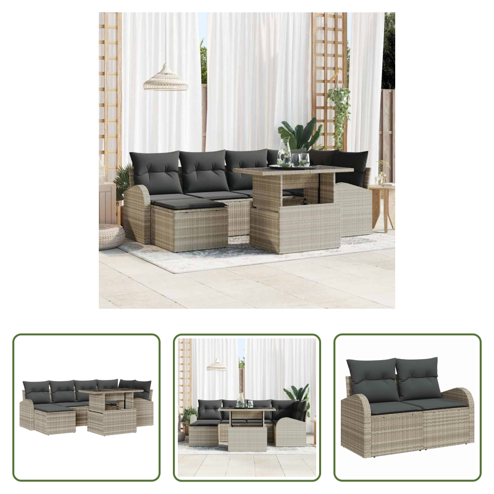 Terrassensofa - Garten-sofa-set Mit Kissen 7 Pcs Hellgrau