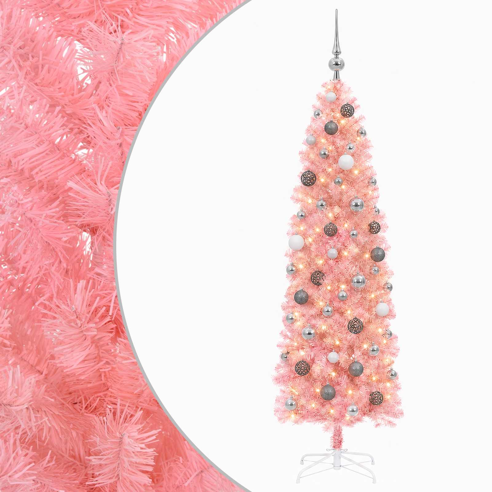 Künstlicher Schlanker Weihnachtsbaum Mit Christbaumkugel 180 Cm Vidaxl