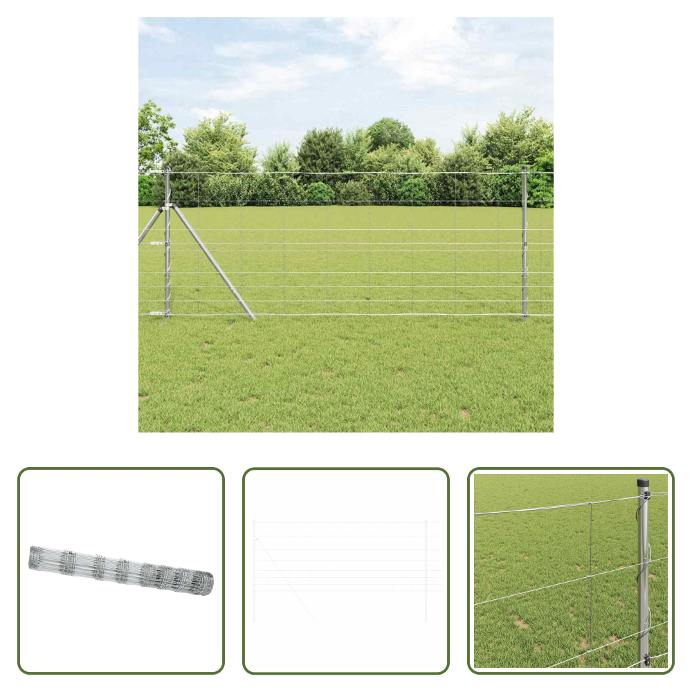 Vidaxl Außenzaun - Feldzaun Silber 50 X 1 M Verzinkter Stahl