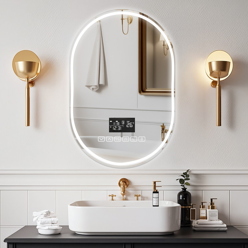 Beleuchteter Badezimmerspiegel – 60 X 90 Cm – Antibeschlagfunktion – Stereoanlage Mit Bluetooth-lautsprecher – Hochwertiges Sicherheitsglas – Einstellbare Dreifarbige Beleuchtung