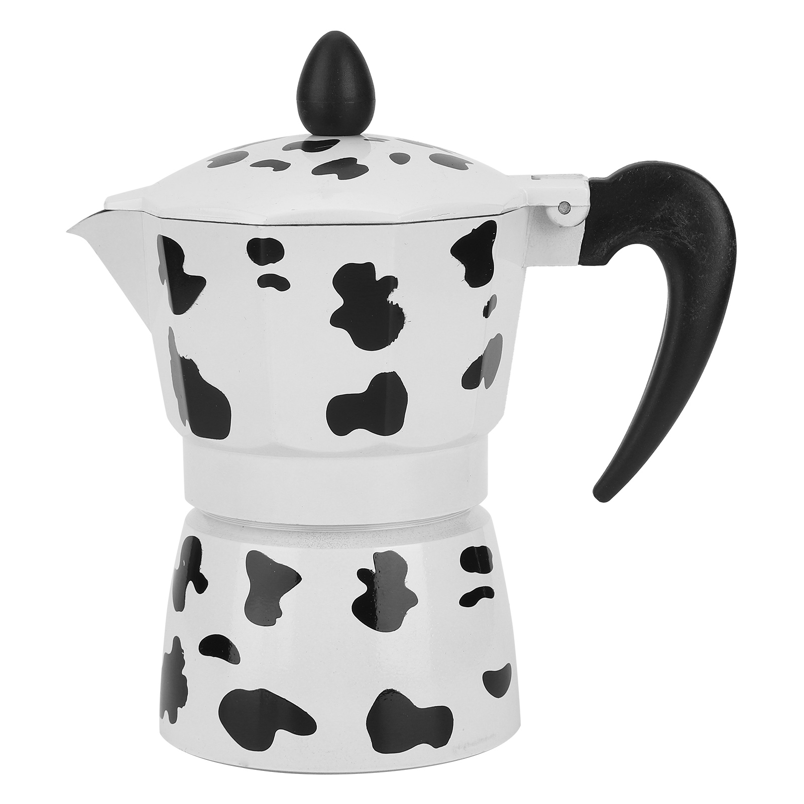 Moka-kaffeebereiter Aus Aluminium Für Den Privaten Und Gewerblichen Gebrauch, Kuhfarbe, 3 Tassen (150 Ml).