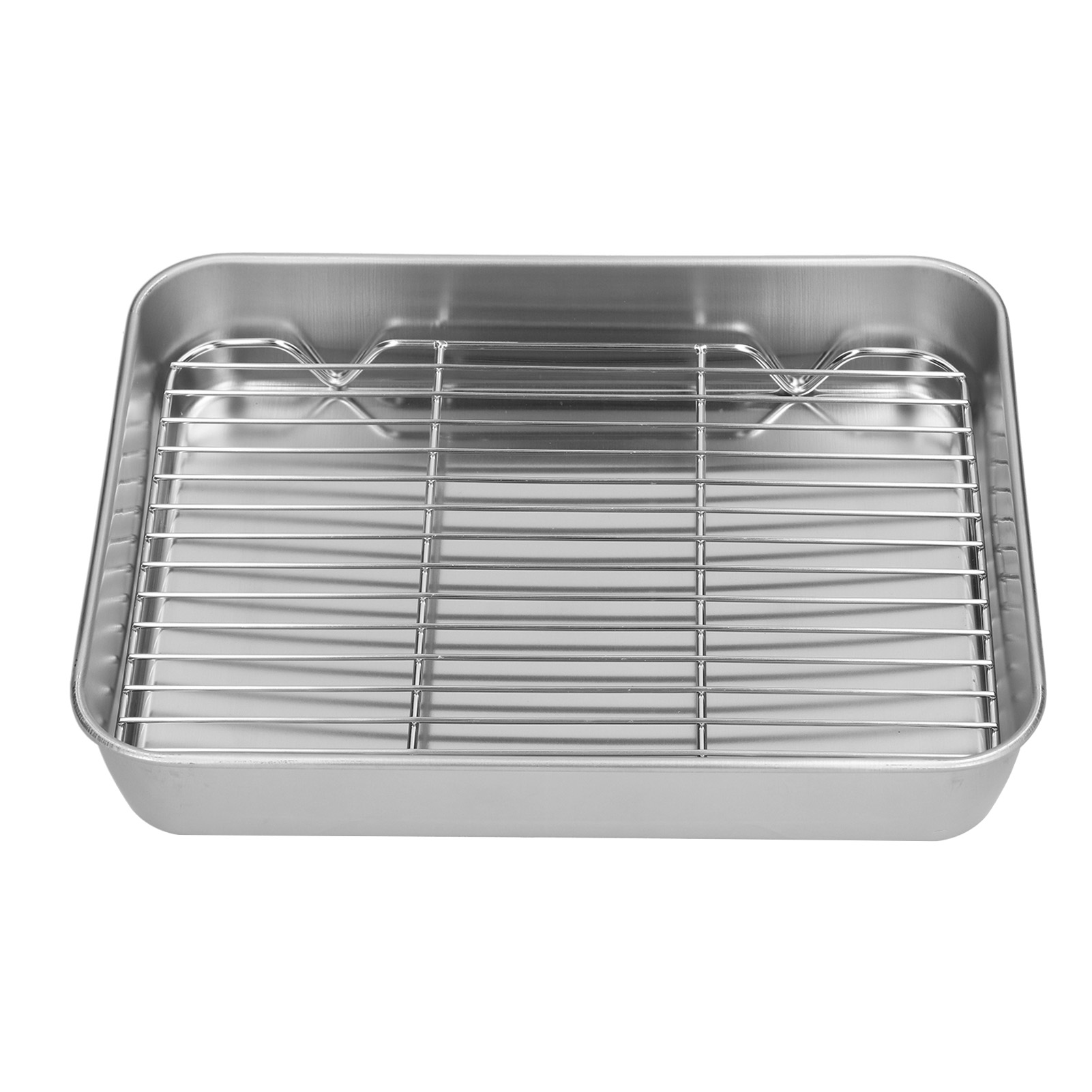 Leicht Zu Reinigende Rechteckige Bratform Aus Edelstahl Mit Rost, Ideal Für Die Zubereitung Im Backofen (26,5 X 20,5 X 5 Cm / 10,4 X 8,1 X 2 Zoll).