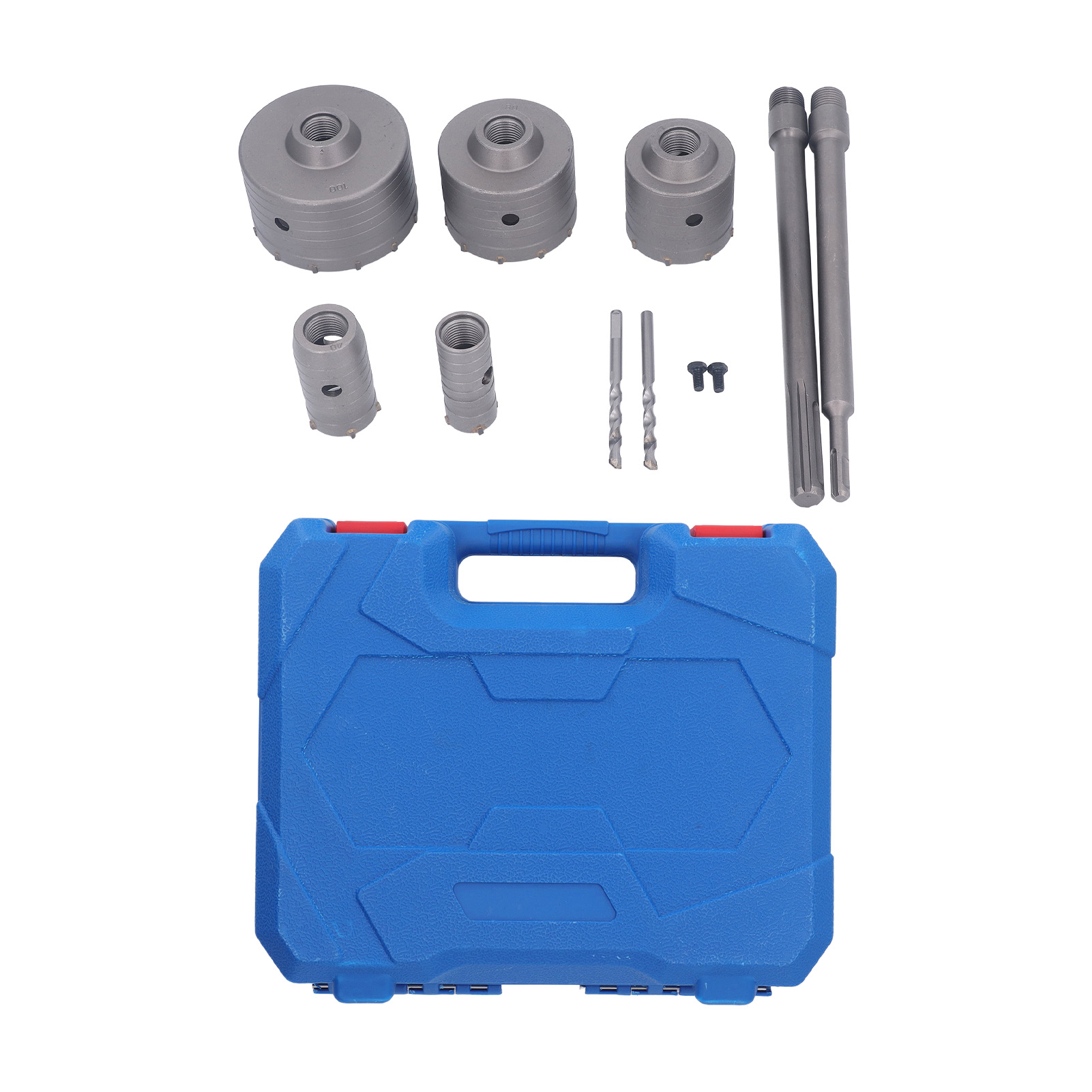 Set Mit 9 Lochsägen Für Beton, Bohrer Von 30 Bis 100 Mm Für Mauerwerk, Stein Und Ziegel.