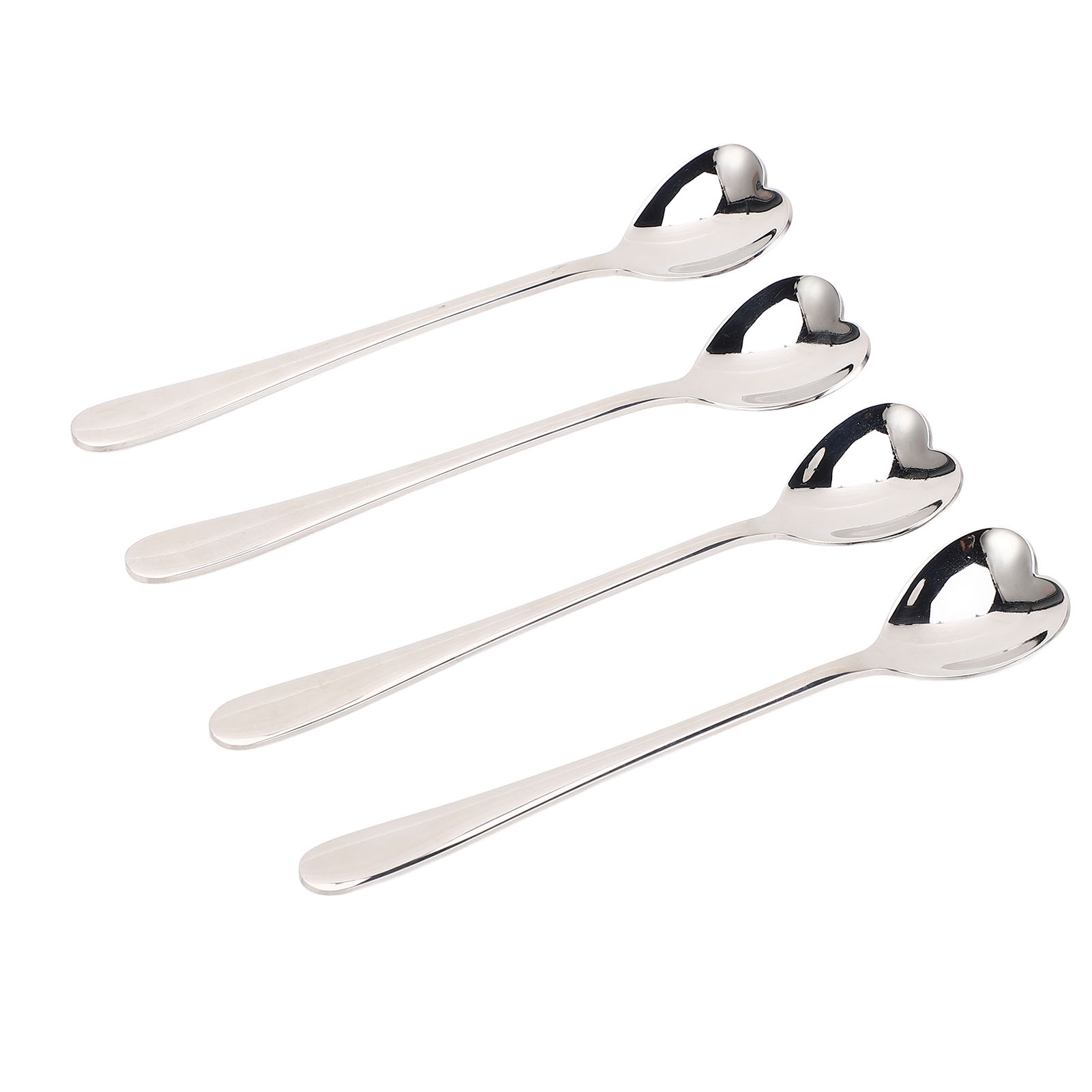 Set Mit 4 Herzförmigen Teelöffeln Aus Edelstahl Zum Mischen Von Zucker, Tee Und Desserts.