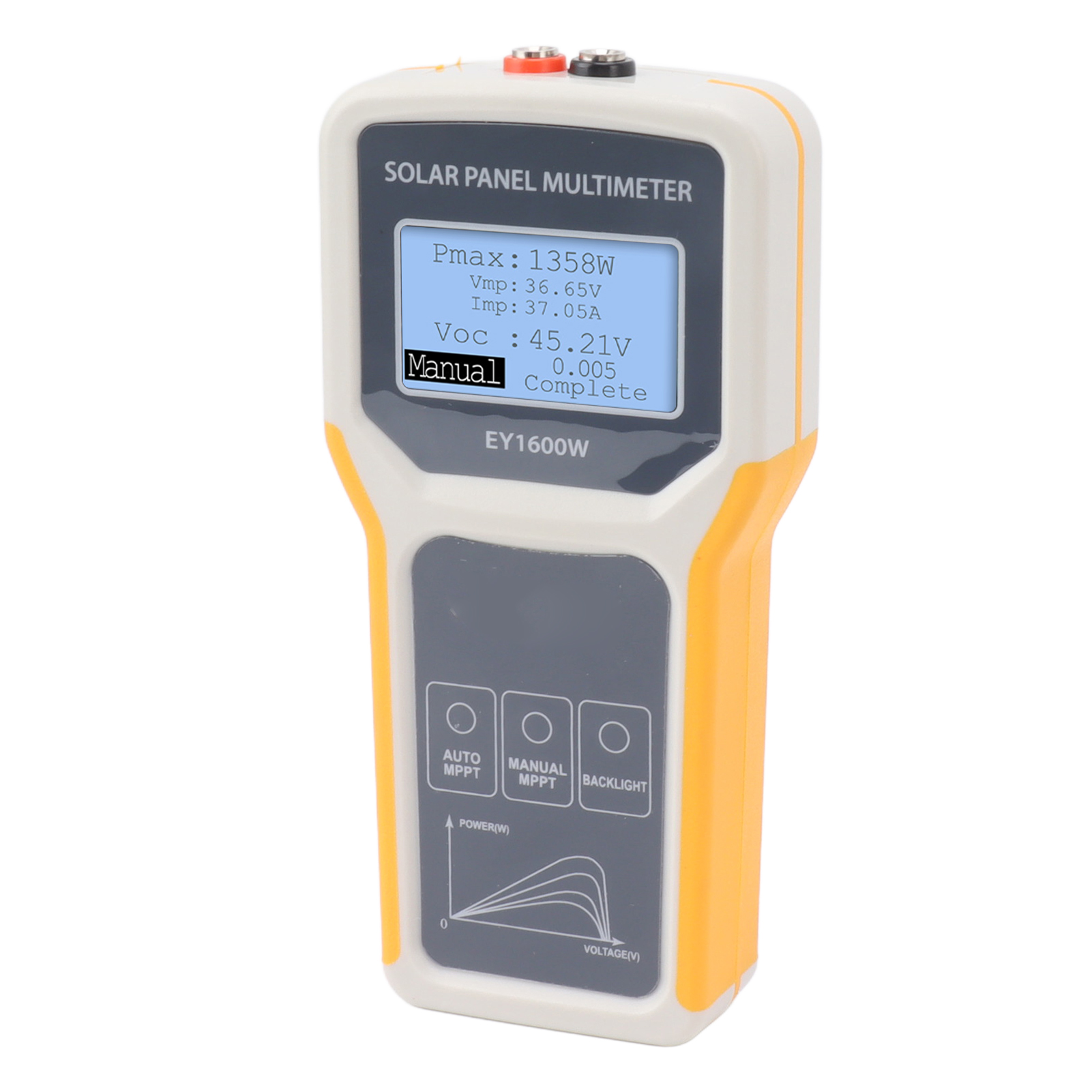 Photovoltaik-solarpanel-tester, Ey1600w Multimeter Mit Hintergrundbeleuchtung, Mppt, Leerlaufspannungsmessgerät Für Pv-tests, Gelb