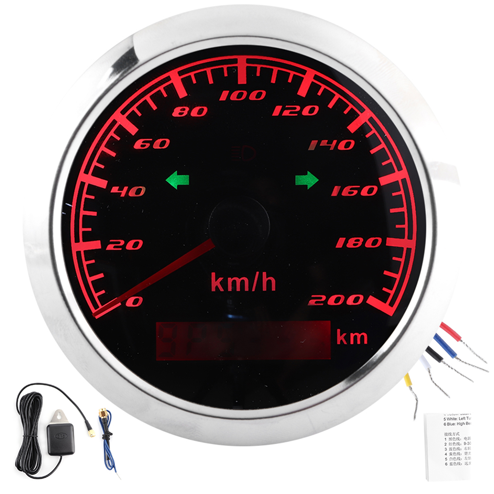 Gps-tachometer 9-32v Ip67 200 Km/h 0-999.999 Km, Beschlagfreier Lcd-kilometerzähler, Multifunktionsinstrument Für Autos, Motorräder Und Boote