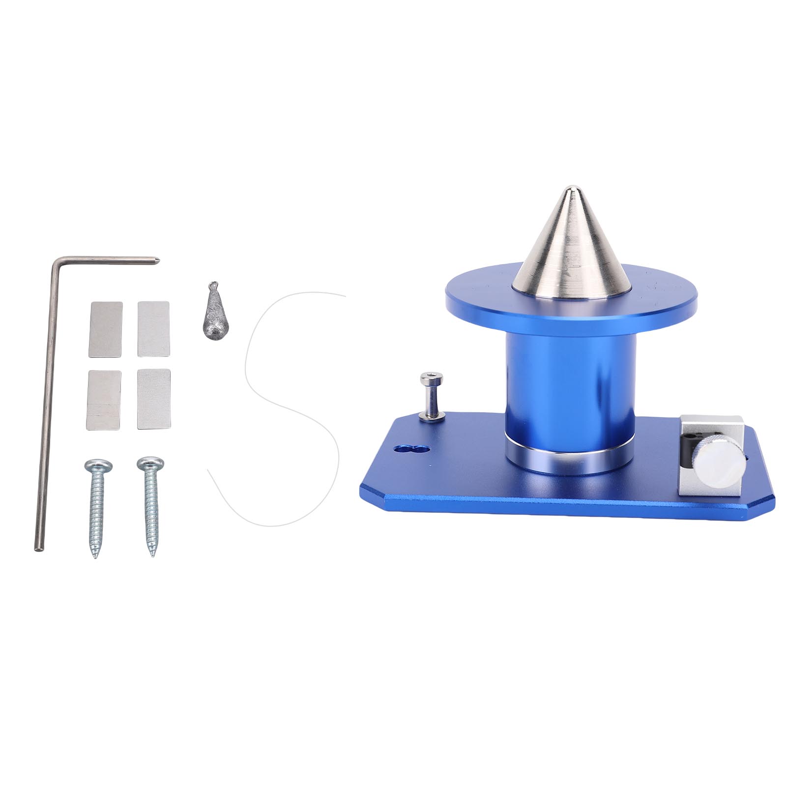 Auswuchtgerät Für Rasenmähermesser Aus Metall Mit Integriertem, Starkem Magneten Für Präzise Ausrichtung. Verstellbares, Wandmontiertes Auswuchtwerkzeug, Blau.