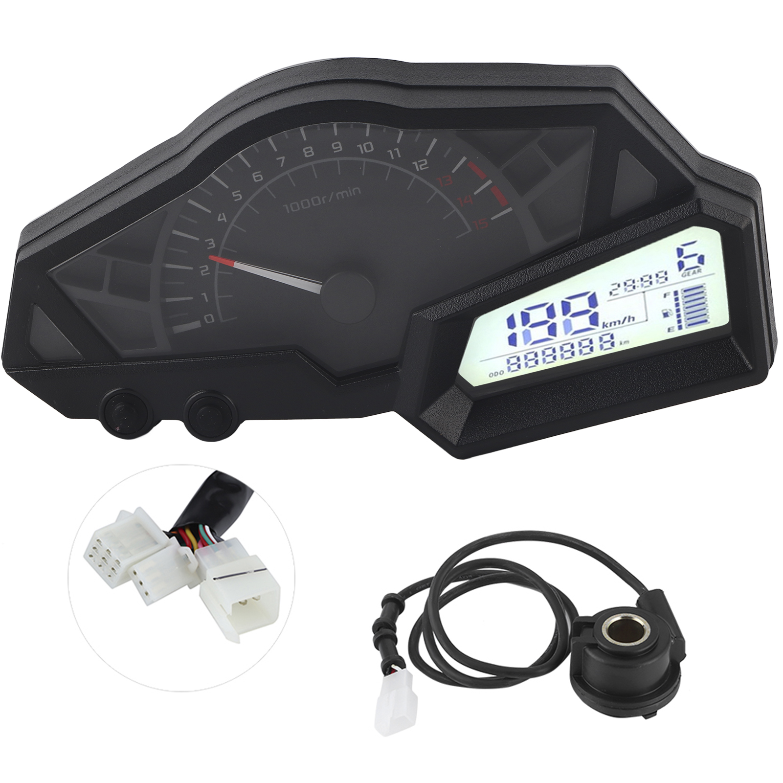 Lcd-motorrad-kilometerzähler, Geschwindigkeitsmesser Und Tankanzeige, 15.000 U/min, Kompatibel Mit Ninja 300