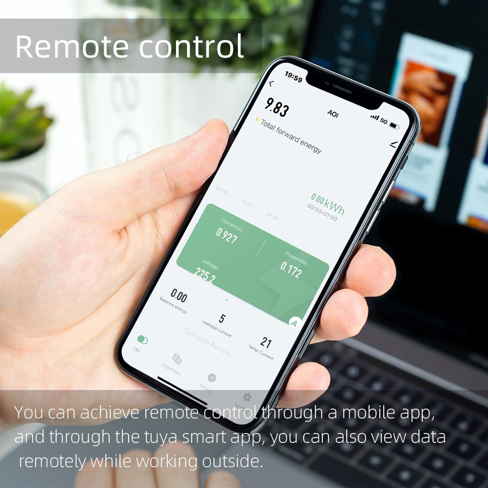 Tuya Wifi Bietet Automatischen Schutz Vor Überlastung, Überspannung Und Unterspannung, Einen Intelligenten Zähler, Ein Digitales Display Und Eine Strombegrenzung. Die Steuerung Erfolgt Per App. Kompat
