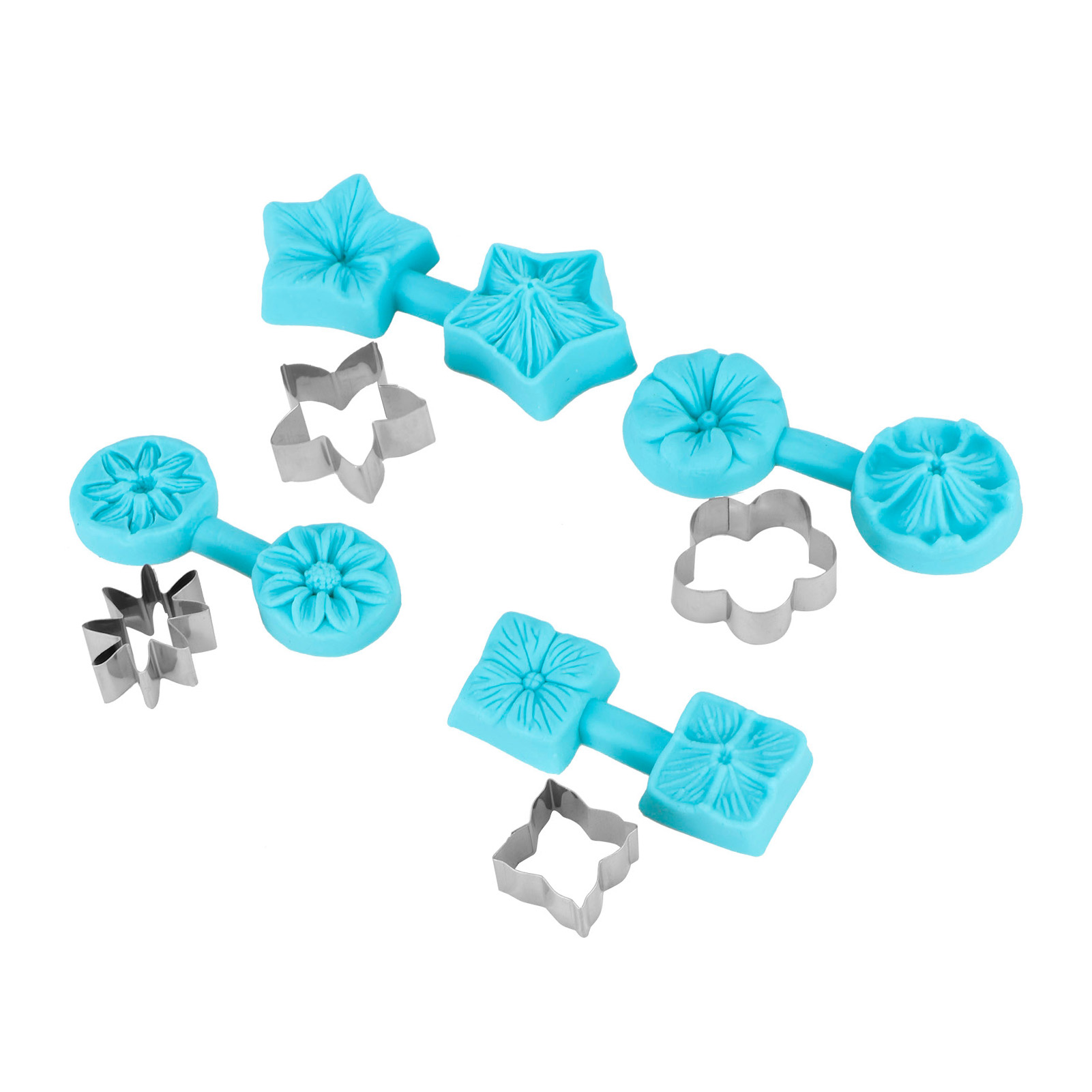 Set Mit 4 Silikonformen Für Fondant Und Schokolade, Backutensilien Und Küchenzubehör Inklusive Ausstechform