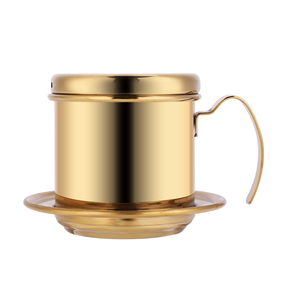 Goldener Edelstahlbecher Für Vietnamesische Filterkaffeemaschine Und -aufsatz, Ideal Für Den Heimgebrauch.